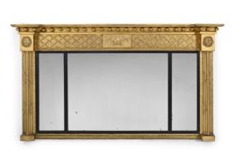 A GEORGE IV GILTWOOD AND GESSO TRIPTYCH OVERMANTEL WALL MIRROR, CIRCA 1830