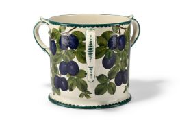 A WEMYSS POTTERY PLUM PATTERN TYG, LATE 19TH CENTURY