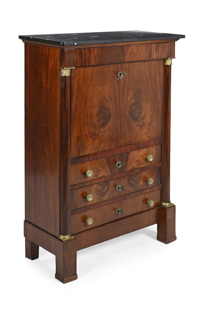 A LOUIS PHILIPPE MAHOGANY GILT METAL MOUNTED SECRETAIRE, MID 19TH CENTURY