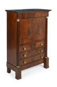 A LOUIS PHILIPPE MAHOGANY GILT METAL MOUNTED SECRETAIRE, MID 19TH CENTURY