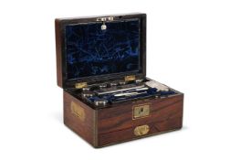 Y A WILLIAM IV ROSEWOOD TRAVELLING DRESSING SET, LONDON, CIRCA 1834