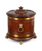 AN UNUSUAL VICTORIAN MAHOGANY AND BRASS BOUND WINE COOLER, SECOND HALF 19TH CENTURY