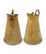 A PAIR OF LARGE BRASS WATER JUGS, LATE 19TH OR EARLY 20TH CENTURY