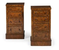 A PAIR OF WALNUT PEDESTAL BEDSIDE TABLES, CIRCA 1860 AND LATER
