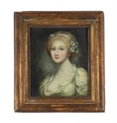 FOLLOWER OF GREUZE, PORTRAIT OF A LADY WITH FLOWERS IN HER HAIR