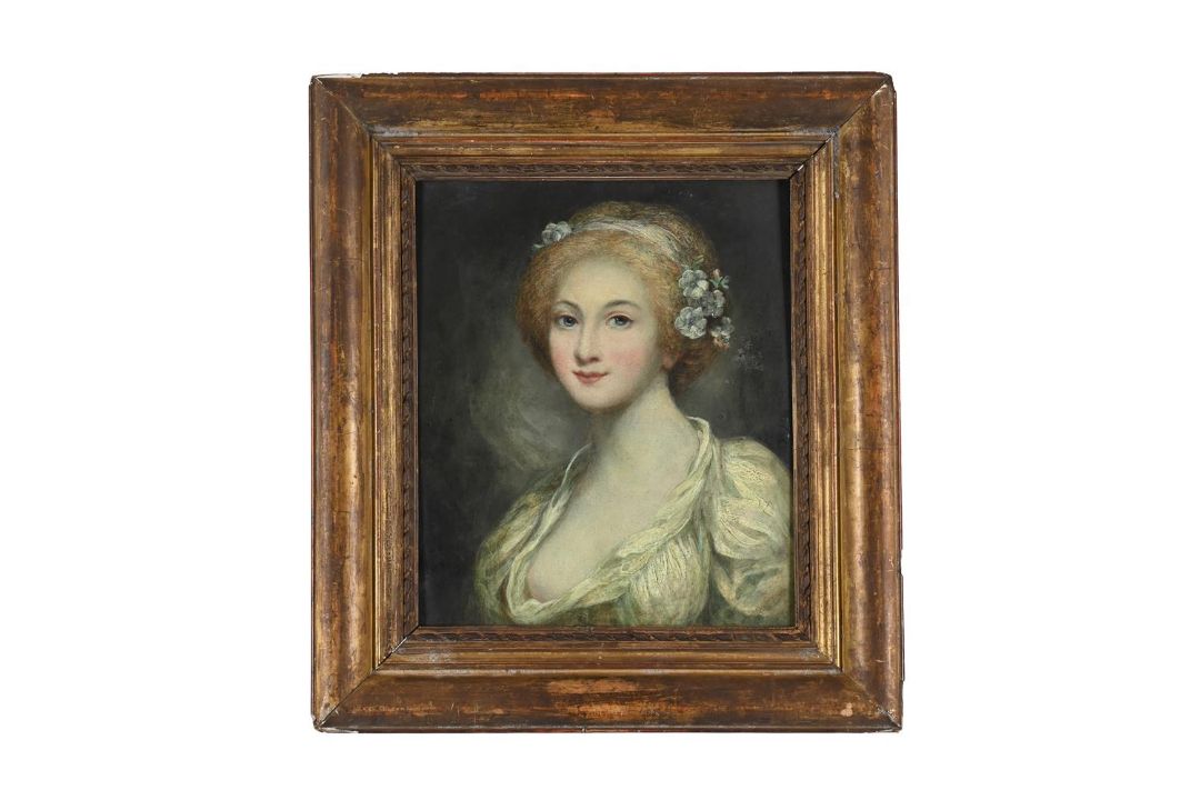 FOLLOWER OF GREUZE, PORTRAIT OF A LADY WITH FLOWERS IN HER HAIR - Image 1 of 3