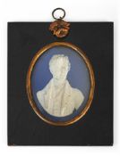 A WEDGWOOD SOLID BLUE JASPER PLAQUE OF SIR ROBERT PEEL (1788-1850), MID 19TH CENTURY