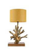 A GILT METAL TABLE LAMP IN THE FORM OF A CORAL FORMATION, CIRCA 1960s