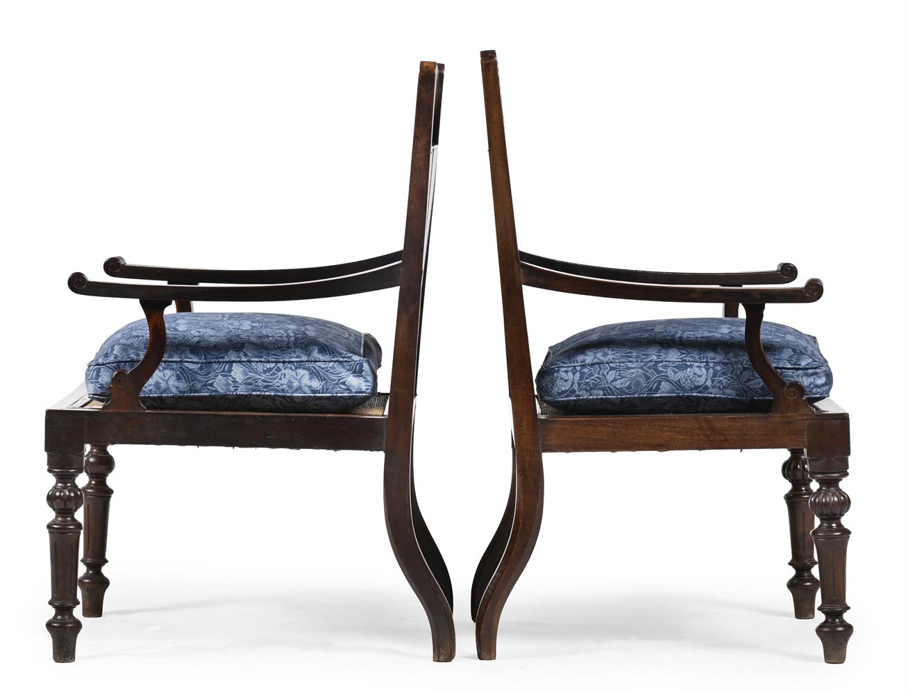 Y A PAIR OF ANGLO-INDIAN HARDWOOD, POSSIBLY PALMWOOD, AND CANEWORK ARMCHAIRS, CIRCA 1900 - Image 4 of 5