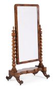 A VICTORIAN MAHOGANY CHEVAL MIRROR, CIRCA 1860