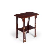 AN ART NOUVEAU MAHOGANY AND INLAID TWO TIER OCCASIONAL TABLE, FIRST QUARTER 20TH CENTURY