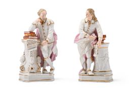 A PAIR OF DERBY PORCELAIN FIGURES OF SHAKESPEARE AND MILTON, EARLY 19TH CENTURY