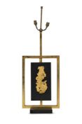 A PATINATED BRONZE AND GILT LAMP, ATTRIBUTED TO PHILIPPE CHEVERNY, CIRCA 1970