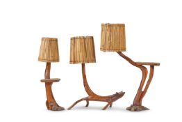 A GROUP OF THREE ROOTWOOD TABLE LAMPS, CIRCA 1960