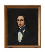 FRENCH SCHOOL (19TH CENTURY), PORTRAIT OF A GENTLEMAN IN A BLUE SCARF