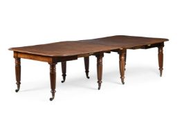 A GEORGE IV MAHOGANY EXTENDING DINING TABLE, IN THE MANNER OF GILLOWS, CIRCA 1830