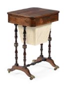 Y A REGENCY ROSEWOOD AND BRASS MARQUETRY WORK OR OCCASIONAL TABLE, CIRCA 1820