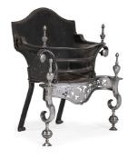 A POLISHED STEEL AND IRON 'PLAYFAIR' FIRE GRATE BY JAMB LONDON, IN GEORGE III STYLE, CONTEMPORARY