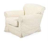 AN UPHOLSTERED ARMCHAIR, IN THE MANNER OF GEORGE SMITH, LATE 20TH CENTURY