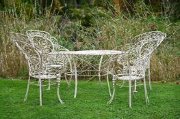 A PAINTED SCROLLWORK GARDEN SET, 20TH CENTURY