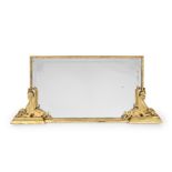 A LARGE GILTWOOD OVERMANTEL MIRROR, IN THE EGYPTIAN REVIVAL STYLE, LATE 19TH OR EARLY 20TH CENTURY