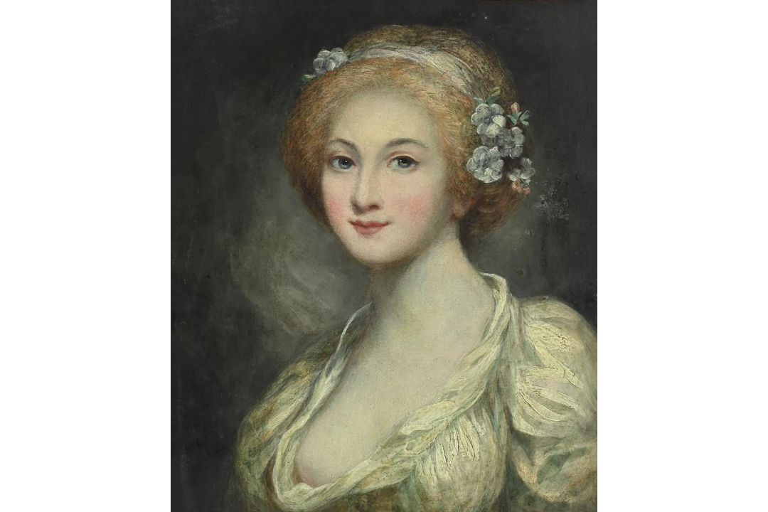 FOLLOWER OF GREUZE, PORTRAIT OF A LADY WITH FLOWERS IN HER HAIR - Image 2 of 3