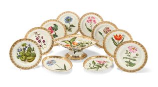 A DERBY PORCELAIN BOTANICAL PART DESSERT SERVICE, CIRCA 1790
