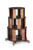A MAHOGANY THREE-TIER ROUND BOOKCASE INCORPORATING, LATE 19TH CENTURY AND LATER ELEMENTS