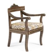 A SADELI WORK BOMBAY CHAIR, LATE 19TH CENTURY