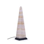 A LARGE EGYPTIAN ALABASTER AND MARBLE OBELISK, 20TH CENTURY