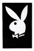 A LARGE BLACK AND WHITE 'PLAYBOY' DISPLAY SIGN, MODERN