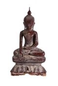 A BURMESE LACQUERED BUDDHA SHAKYAMUNI, 20TH CENTURY