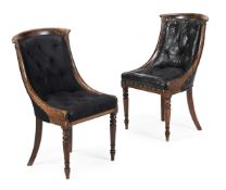 A PAIR OF SIMULATED ROSEWOOD LIBRARY CHAIRS, FIRST HALF 19TH CENTURY
