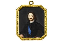 19th Cent. Russian miniature with the portrait of Tsar Peter the Great RUSLAND - 19° EEUW
