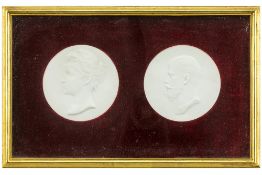 pair of biscuit porcelain reliefs from the "Imperial Manufacture of St Petersburg" with the