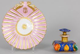 two 19th Cent. Russian porcelain items, each with the "Tsar Alexandre I" letter mark : a perfume