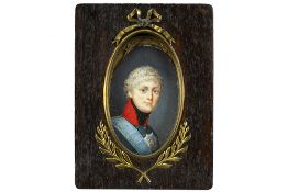 antique Russian miniature with the portrait of the young Tsar Alexandre I Antieke Russische