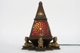 19th/20th Cent. East European lamp in ancient Egyptian style and with original polychrome OOST-