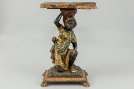 19th Cent. Venetian occasional "Blackamoor" stool in typical polychromed wood Negentiende eeuws