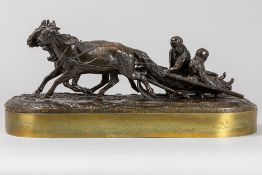 LANCERAY EVGENIY ALEXANDROVICH (1848 - 1886) 19th Cent. Russian sculpture in bronze on an oval