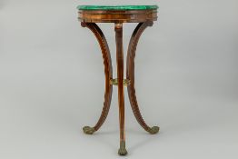 small 'antique' neoclassical style table in mahogany with a malachite top 'Antieke' bijzettafel in