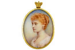 19th/20th Cent. Russian miniature with the portrait of Tsarina Alexandra Feodorovna in a gilded