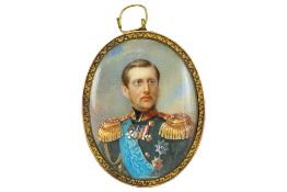 antique Russian miniature with the portrait of Constantin Nikolaevitch van Russia, an influential