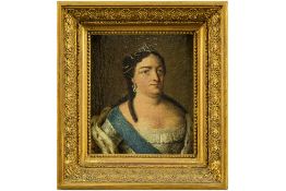 19th Cent. Russian oil on canvas with the portrait of Tsarina Anna Ivanovna RUSLAND - 19° EEUW