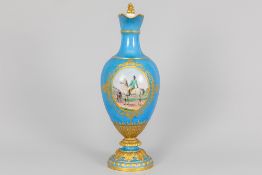 large antique Russian Tsar Nicolas I period pitcher in marked porcelain with a polychromy with