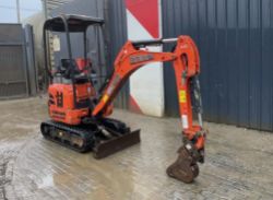 2018 KUBOTA U17-3 1.7 TONNE ZERO-TAIL SWING MINI EXCAVATOR HOURS: 1,969