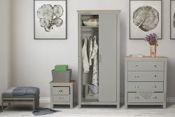 FREE DELIVERY - SPLIT 4PC BEDROOM FURNITURE SET - GREY CHEST OF DRAWERS (TEO-00023 2-4)