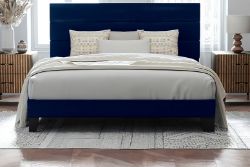 FREE DELIVERY - HORIZONTAL BED FRAME - SUPER KING - NAVY(MTOSB-00204-3)