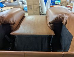 SOFOLOGY LAURENCE ARMCHAIR METZ COGNAC POWER HEADREST POWER RECLINE FEET DARK WOOD RRP Â£1349