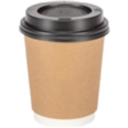 5000 12OZ KRAFT DISPOSABLE BROWN PAPER CUPS WITH BLACK LIDS HOT COLD DRINKS(12OZ/350ML)